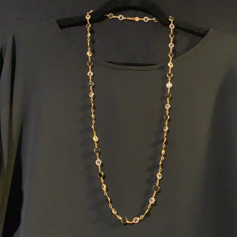 Black and White Gold Station Necklace Set
